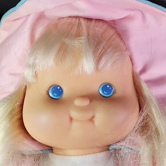 2/$30 Vintage 1992 Fisher Price Puffalump Kids Pink Soft Doll Dress Blonde Baby - Picture 3 of 9